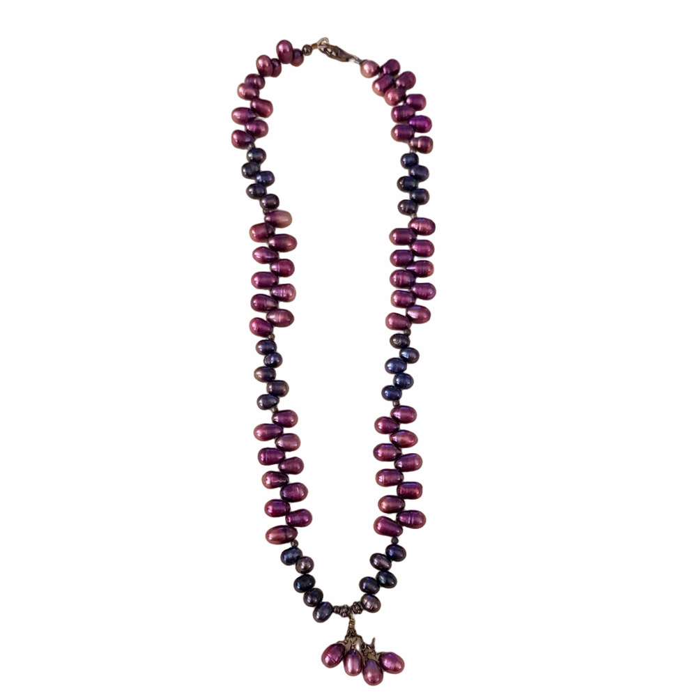 Oval Fresh Water handmade iridescent Pearl 10” Necklace.